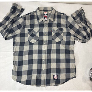 Levi's New York Yankees Plaid Snap Up Long Sleeve Shirt Men XL Flannel
